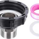 PATIKIL IBC Tote Adapter, 1" Male Thread to S60x6 2" Coarse Female Thread, 275-330 Gallon Water Tank Drain Adapter Garden Water Hose Connector, Black