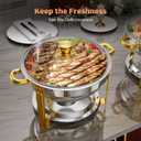 4 Pack 6 QT Round Chafing Dishes for Buffet with Glass Lid, Stainless Steel