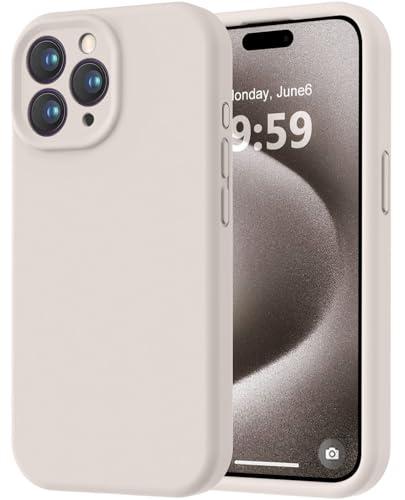 LOVE 3000 Designed for iPhone 15 Pro Max Case, Premium Silicone with [Soft Anti-Scratch Microfiber Lining] Shockproof Protective Phone Case for Men Women Girls 6.7", Stone