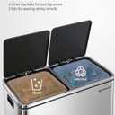 SONGMICS Trash Can, 2 x 8 Gallon (2 x 30 L) Garbage Can for Kitchen, with 15 Trash Bags, 2 Compartments, Plastic Inner Buckets and Hinged Lids, Airtight, Silver and Black ULTB60NL