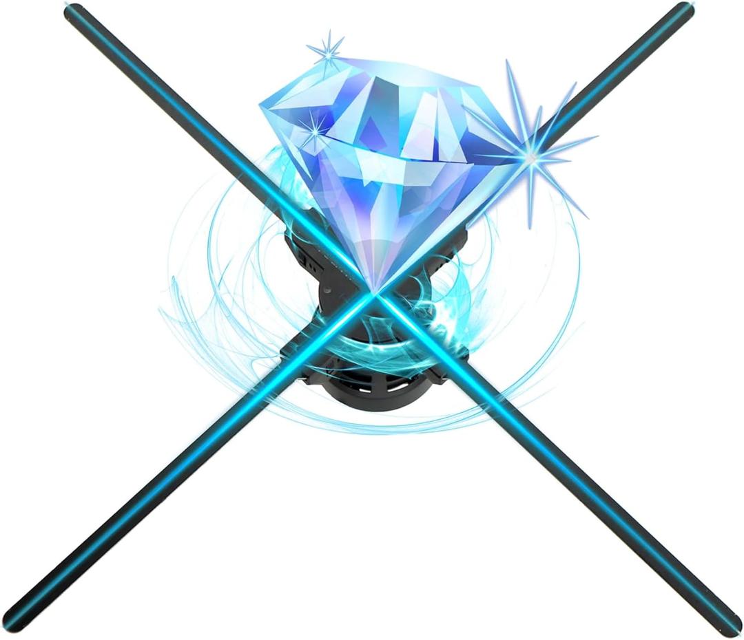 3D Hologram Fan,27.5 Inch 3D Hologram Led Fan Projector 2000*1444PX Resolution 832 LED Beads, Holographic Fan Advertising Support APP+Remote+Bluetooth Audio+Splicing,for Store ,Halloween,Christmas