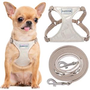 Puppytie No Pull Small Dog Harness with Multifunction Dog Leash,Lightweight Soft Adjustable No Choke Escape Proof Pet Harness Vest Pet Harness Vest,Glossy Pearl White, S (S(9-17.5lb)