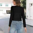 Wedtrend Women's Lightweight Cardigans for Women Long Sleeve Bolero Shrug Cropped Cardigan Tie Front Open Front Rib Knit Top (Black, XXL)