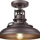 FEMILA 1-Light Semi Flush Mount Light Fixture, 12" Farmhouse Outdoor Ceiling Light for Hallway, Porch, Laundry, Foyer, Oil Rubbed Bronze Finish, 4FY15-F ORB, 12", 1 Pack