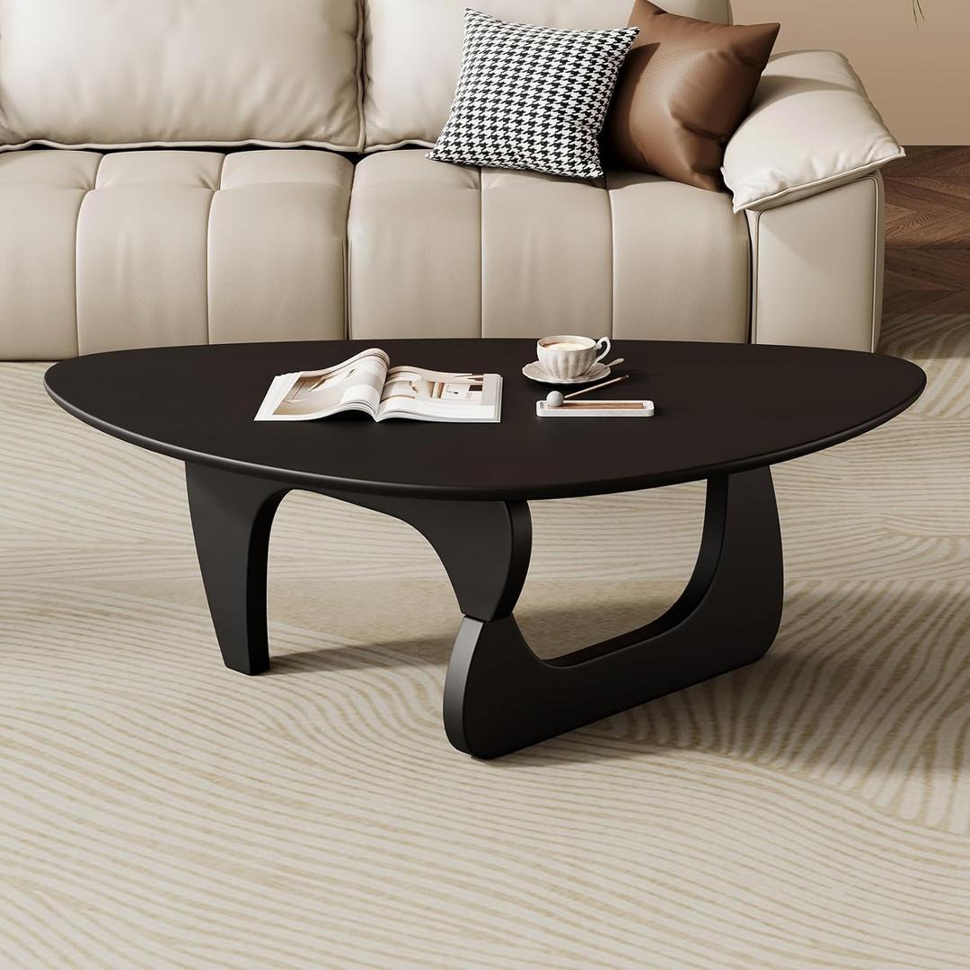 Mid Century Modern Coffee Table - Black Wooden Coffee Table for Living Room,Center Table Suitable for Bedroom Living Room Reception Office Tables (Black, Small 34.5 * 23.5 * 16in)