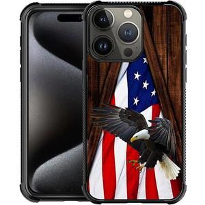 DJSOK Case for iPhone 16 Pro Max,Luxury Pattern Design Shockproof Rugged Cover,Cases for Man Woman-Eagle American Flag