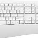 Ergonomic Keyboard and Mouse Combo, Full Size Cordless Computer Keyboard with Palm Wrist Rest Ergonomic Mouse for Windows Computers Laptops - White