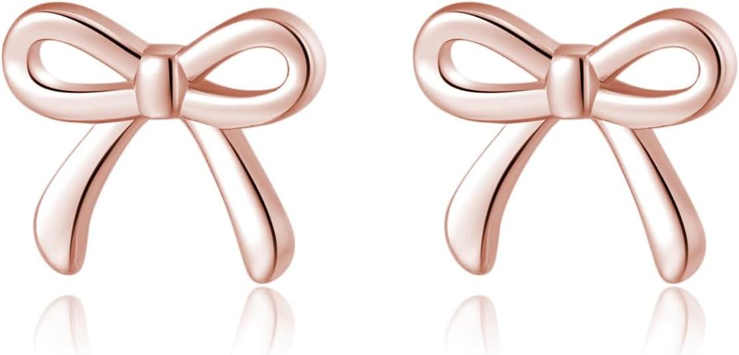SLUYNZ Solid 925 Sterling Silver Bow Earrings Stud for Women Teens Small Bowknot post Stud Earrings
