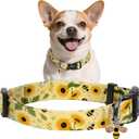 Kazazoo Dog Collar Cute and Soft Nylon Puppy Collar for Boy and Girl, Adjustable Dog Collars for Dogs, Yellow&Blue Plaid-L
