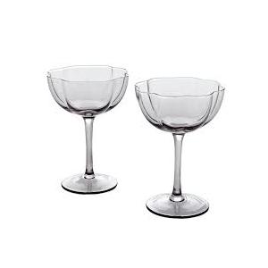 Table Tops Gallery 2 piece Gray Coupe Glass Set