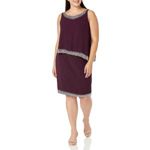 J Kara Women's Short Cocktail Blouson Straight Fit Dress (4)