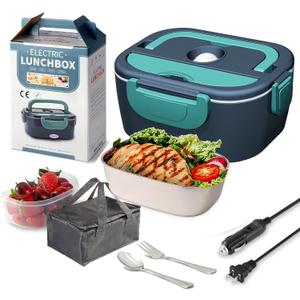 Electric Lunch Box Food Heater for Work, FAST HEATING Food Warmer for Car Truck Travel with 2 Stainless Steel Containers 1.5 Liters Potable Self Heating lunch Box for Adult lonchera elctrica porttil