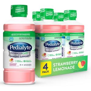 Pedialyte AdvancedCare Electrolyte Solution Has PreActivPrebiotics | Hydration Drink | Strawberry Lemonade, 1 Liter, Pack of 4 (EXP 03/01/28)