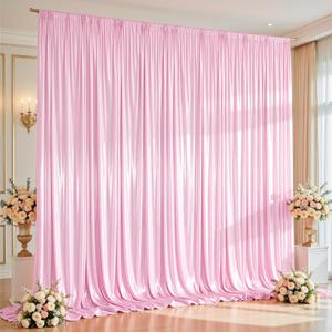 10x10 ft Pink Glitter Backdrop Curtain or Parties, Wrinkle Free Glitter Photo Backdrop Drapes 2 Panels 5x10FT Shimmer Back Drop Cloth for Baby Shower Wedding Birthday Photography Background Decor