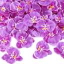40 Pieces Orchid Petals Artificial Decorations Wedding Party Orchids Heads Flowers Faux Silk Phalaenopsis Butterfly Flower Heads for DIY Craft Home (Light Purple)