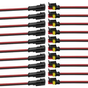 10Pcs Car Waterproof Electrical Connector, 2 Pin Connector, 16 AWG 2 Wire Waterproof Connector, Car Electrical Connectors for Automobiles, Trucks, Boats, Motorcycles and Other Electrical Connections