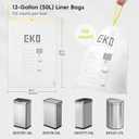 EKO 13 Gallon / 40-60 Liter,110 Count Drawstring Trash Bags, Extra-Strong Unscented Garbage Bags, Easy-Dispense Roll for Kitchen & Household Use, Resists Tears, Leaks and Punctures, Code F, White