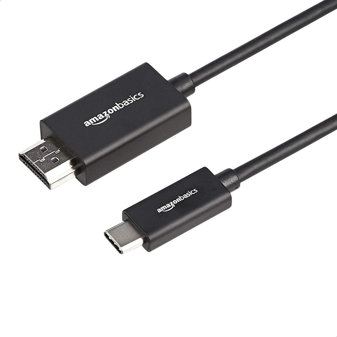 Amazon Basics Premium Aluminum USB-C (Source) to HDMI (Display) Cable Adapter (Thunderbolt 3 Compatible) 4K@60Hz, 3-Foot, Black