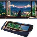 2 x Black Cat Perched on a Windowsill Gaming Mouse Pad with Non-Slip Rubber Base, Large Kawaii Anime Mousepad with Stitched Edges, Long Keyboard Mat for Laptop and Mouse, 31.5 x 11.8 inches