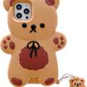 Yatchen Bear Case Compatible with iPhone 12 Pro Max,Kawaii Phone Cases Cute 3D Cartoon Teddy Bear with Keychain Women Girls Soft Silicone Shockproof Cover for iPhone 12 Pro Max