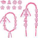 BOXOB 9pcs Graduation Leis Set, Class of 2025 Graduation Neck Garland Braided Necklace Star Flower Ribbon Lei Decorations Grad Gifts for High School & College Ceremony Party (Pink White)