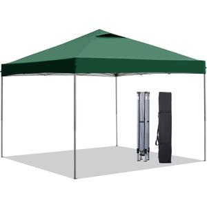 GDY 10x10 Pop Up Canopy Tent, Easy Set up Outdoor Silver Coated Beach Gazebos, Carpas for Pool, Events, Parties, and Camping, Green.