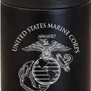 USMC Can Cooler - Insulated Stainless Steel Marine Corps Bottle Cooler - Insulated Marine Corps Drink Cooler | USMC 12oz Can Cooler