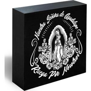 Our Lady of Guadalupe Wooden Signs Decor for Altar Living Room Bedroom Decoration Shelf, Religious Artwork for Farmhouse Decor, Gifts for Catholic Women Man -D07