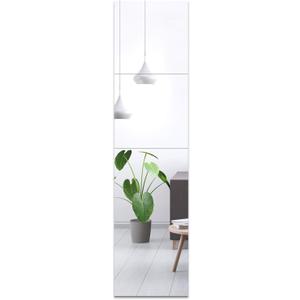 EVENLIVE Full Length Mirror Tiles, Frameless Glass Wall Mirror 12 Inch x 4 Pieces, Body Mirror, Long Mirror, Gym Mirrors for Home Gym, for Door, Closet, Room, Easy to Install
