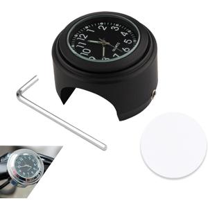 Bicycle Handlebar Clock Motorcycle Car Clock Glow-in-the-Dark, Waterproof Bicycle Clock 2.2-2.54 cm Handlebar Universal (Black)