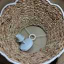 Handwoven Rattan Semi Flush Mount, Farmhouse Ceiling Light with White Metal Ceiling Mount, Natural Wicker Basket Ceiling Lamp for Bedroom, Kitchen, Boho Home Decor (12.2" D x 6.7" H), 18 Inch
