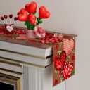 XCHI Wood Love Hearts Roses Flowers Valentine's Day Table Runner Table Decoration for Party Home Kitchen Dining Holiday Decor 13x108 Inch