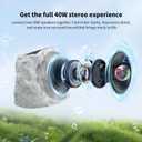 Outdoor Speakers Solar Powered & USB-C Rechargeable, Rock Speakers TWS Pairing Wireless Outdoor Speaker Bluetooth 5.4, LED Light Show, Waterproof, ideal for Backyard BBQ, Garden, Poolside (2-Pc,Grey)