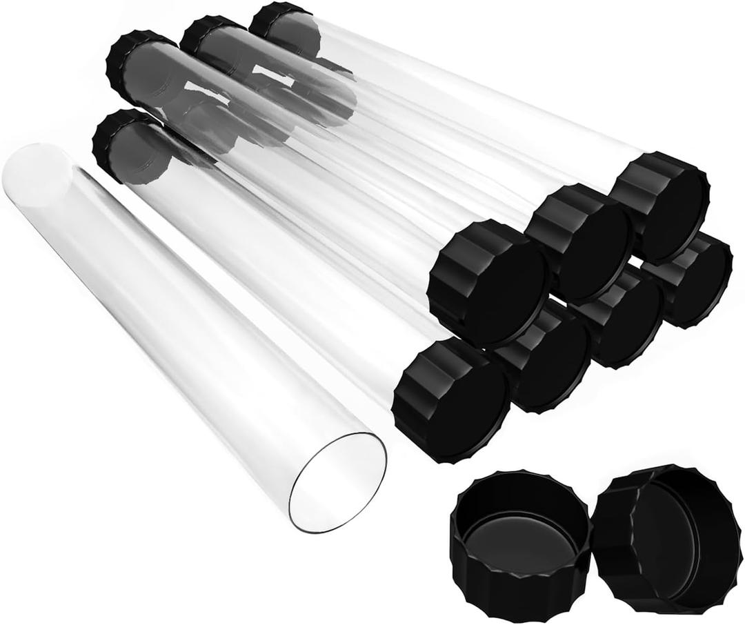 GGOUTPY Clear Plastic Mailing Tubes, 8 Pack 1.4x15.35 Inches Poster Tubes with Caps for Blueprints, Incense Sticks, Artwork&Documents