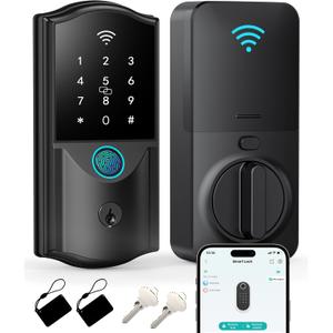 WiFi Smart Lock for Front Door Firstriver Keyless Entry Electronic Deadbolt with Biometric Fingerprint & Digital Keypad Built-in Wi-Fi App Control Auto Lock Compatible with Alexa & Google Assistant