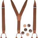 Suspenders for Men Button End Adjustable Y-Back Elastic 47 Inches