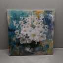 Anolyfi Bathroom Botanical Florals Prints Wall Art Rustic White Flowers Plants Canvas Painting Teal Picture Abstract Artwork Framed for Nursery Bedroom Living Room Kitchen Office Home Decor 20"x20"