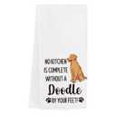 WINGTECA Funny Golden Doodle Dog Kitchen Towels Goldendoodle Gifts for Owners No Kitchen is Complete Without a Dog Waffle Weave Dish Tea Hand Towels for Home Bathroom Decorative 14 x 23 Inches