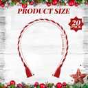 Dingion 20 Pcs Christmas Garland Decorative Banister Ties with Tassel 25.2 Inches Christmas Reusable Twist Ties for Garland Fireplace Staircase Banister Home Xmas Holiday Decorations(Red, White)