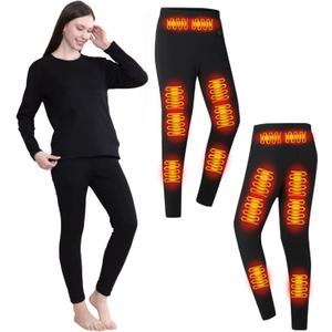 ZLXHFFH Heated Thermal Pants For Women USB Charge 16 Zone Intelligent Heated Underwear Thermals For Women Rechargeable Heated Pants Winter Work Camping Motorcycles Extremely Cold Weather Black/ 2XL