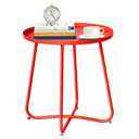 Leesingdo Red Outdoor Side Tables, Patio Small Side Table, End Table for Garden Balcony Yard