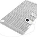 Deepsoon Heating Pad, Electric Heating Pads for Back, Neck, Moist Heating Pad for Abdomen Shoulder Knee Legs, Dry/Moist Heat & Auto Shut Off, Mother's Day Birthday for Men and Women, Light Gray,33x17 Inch