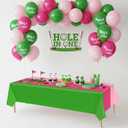 3 Pack Pink and Green Disposable Plastic Tablecloth Hole in One Plastic Table Runner Rectangle Table Covers for Golf Clubs First Birthday Girls Baby Shower Party Decorations 51" x 108"