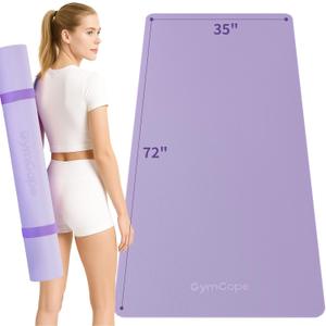 Extra Large Yoga Mat - 72"x35", 72"x48", 78"x57" - Wide TPE Exercise Mat for Home, Stretching, Couples & Family Workouts - 6-12mm Thick, Non-Slip & Waterproof - with Carry Bag and Straps (0.24" - 6mm)