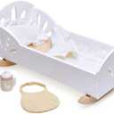 Tender Leaf Toys - Sweet Dreams Dolly Bed - Wooden Baby Doll Rocking Cradle with Bedding and Accessories - Encourages Love and Nurturing Play for Boys and Girls - Age 18m+