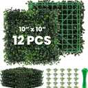 Grass Wall 12 Pack 10"x10" Artificial Boxwood Hedge Wall Panels, Privacy Hedge Screen Faux Boxwood for Outdoor,Indoor,Garden,Fence,Backyard,Greenery Walls