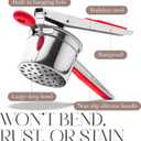 Bellemain 15 oz Large Potato Ricer | Heavy-Duty Stainless Steel Potato Ricer & Masher | Perfect for Mashed Potatoes | Kitchen Tool with 3 Interchangeable Discs (Red)