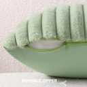 Pallene Faux Fur Plush Throw Pillow Covers 16x16 Set of 2, Luxury Soft Fluffy Striped Decorative Pillow Covers for Sofa, Couch, Living Room, Sage Green