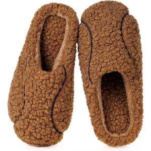 Womens Mens Ball Sports Slippers Winter Warm Plush Lined House Shoes Memory Foam Cozy Slip On Indoor Home Bedroom Slippers with Non Slip Sole, Size 8.5W