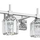 SOLFART Crystal 4 Lights Bathroom Lights Over Mirror Bathroom Lighting Fixtures Over Mirror Chrome Vanity Light Fixture Bathroom Vanity Light 4T CH (Gloss Chrome+Clear Crystal Shade)